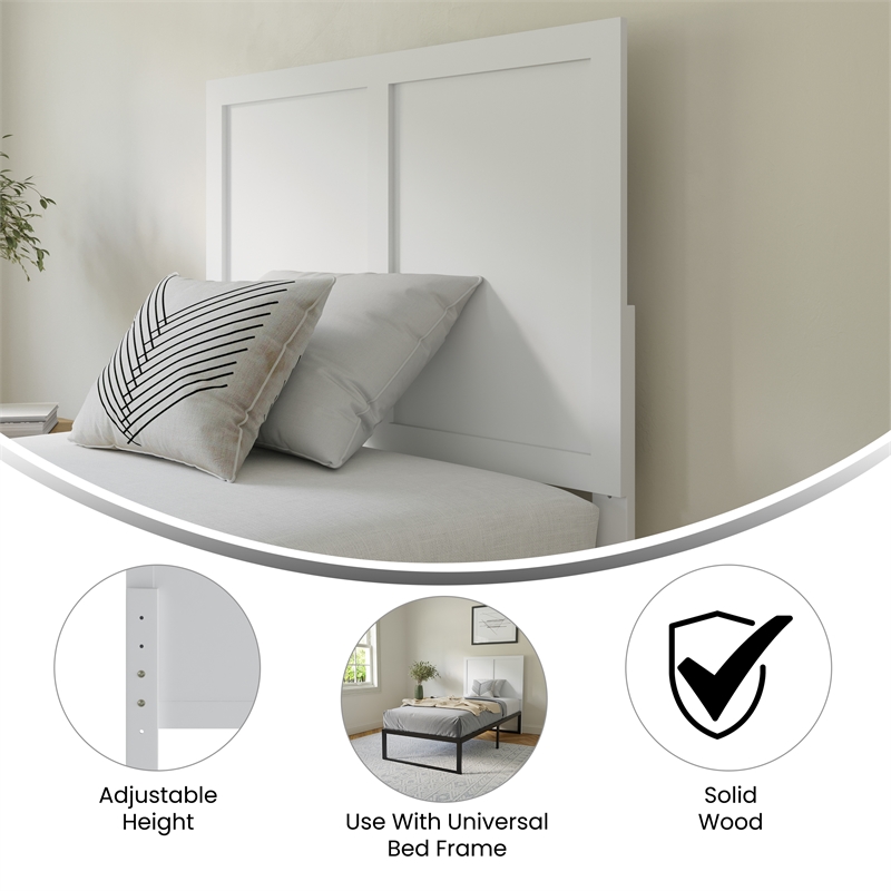 Pemberly Row Contemporary Full Size 3 Panel Wooden Headboard in White