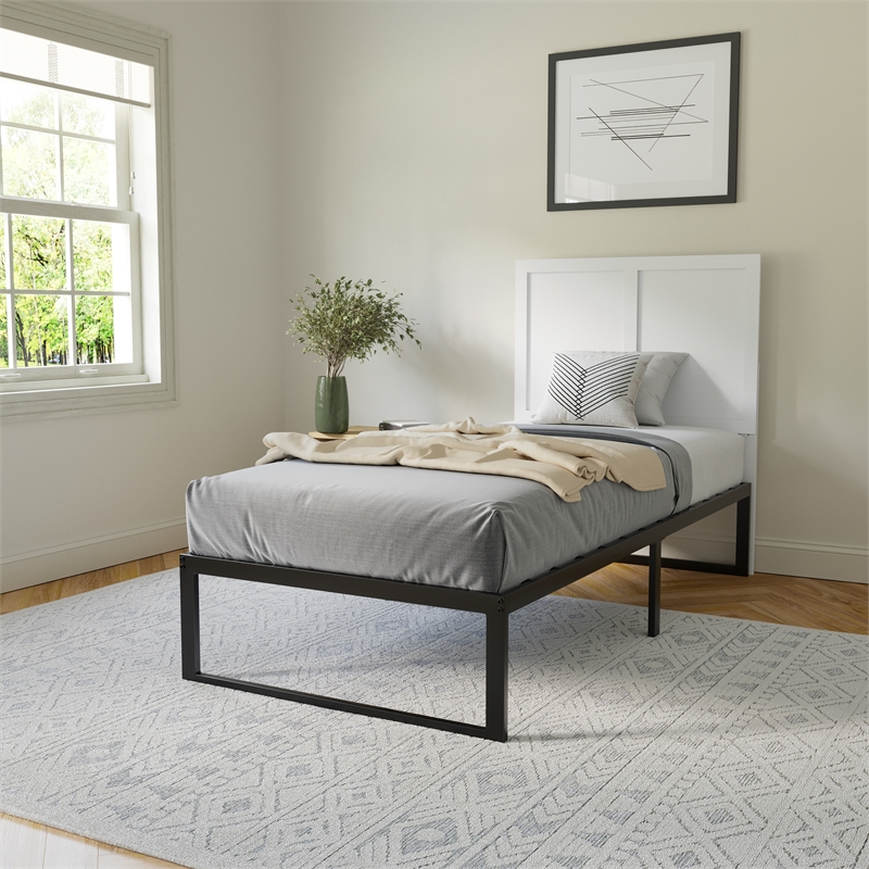 Pemberly Row Contemporary Full Size 3 Panel Wooden Headboard in White