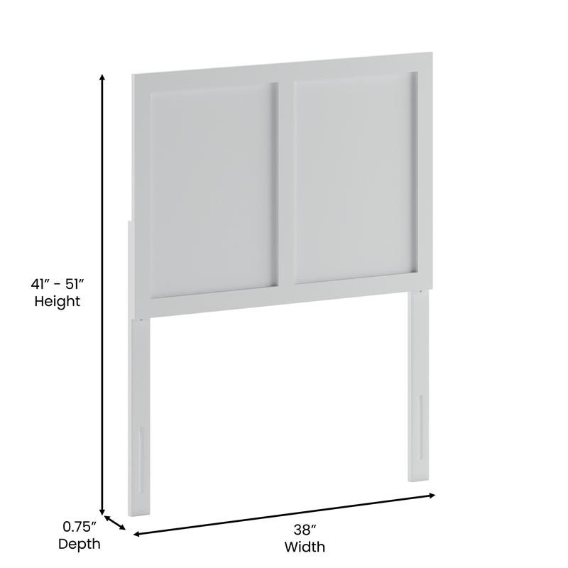 Pemberly Row Contemporary Full Size 3 Panel Wooden Headboard in White