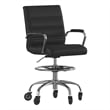 Pemberly Row Drafting Chair with Roller Wheels and Adjustable Foot Ring in Black