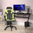 Pemberly Row Office Gaming Chair with Skater Wheels and Flip Up Arms in Green