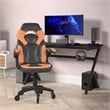 Pemberly Row Office Gaming Chair with Skater Wheels and Flip Up Arms in Orange