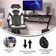 Pemberly Row Office Gaming Chair with Skater Wheels and Flip Up Arms in White