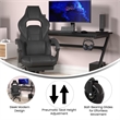 Pemberly Row Office Gaming Chair with Skater Wheels and Reclining Arms in Black