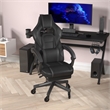 Pemberly Row Office Gaming Chair with Skater Wheels and Reclining Arms in Black