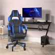Pemberly Row Office Gaming Chair with Skater Wheels and Reclining Arms in Blue