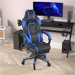Pemberly Row Office Gaming Chair with Skater Wheels and Reclining Arms in Blue