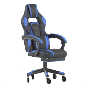 Pemberly Row Office Gaming Chair with Skater Wheels and Reclining Arms in Blue