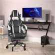 Pemberly Row Office Gaming Chair with Skater Wheels and Reclining Arms in White