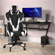 Pemberly Row Office Gaming Chair with Roller Wheels and Reclining Back in Black