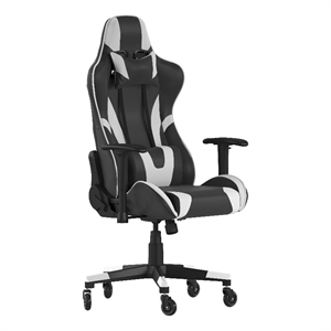 Pemberly Row Office Gaming Chair with Roller Wheels and Reclining Back in Black