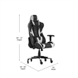 Pemberly Row Office Gaming Chair with Roller Wheels and Reclining Back in Black