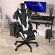 Pemberly Row Gaming Chair with Roller Wheels Reclining Arms & Footrest in Black