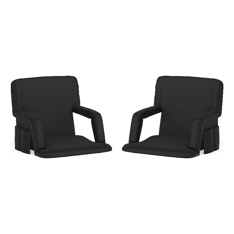 Pemberly Row 2-Pack Reclining Backpack Padded Stadium Chairs with Armrests