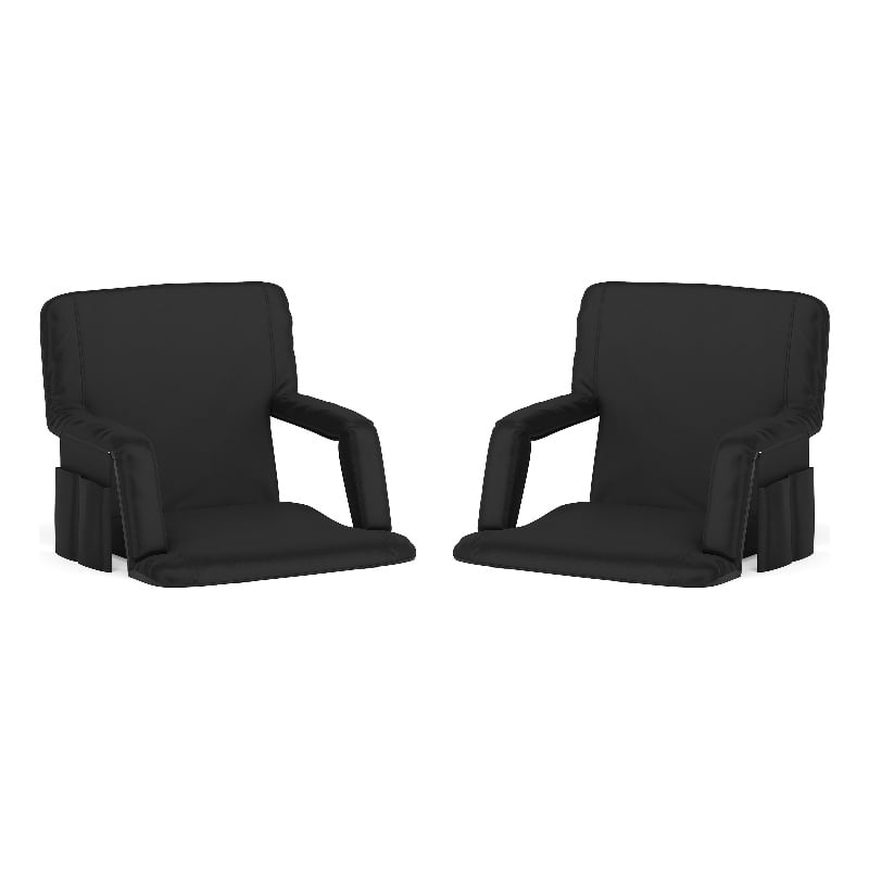 Pemberly Row 2-Pack Reclining Backpack Padded Stadium Chairs with Armrests