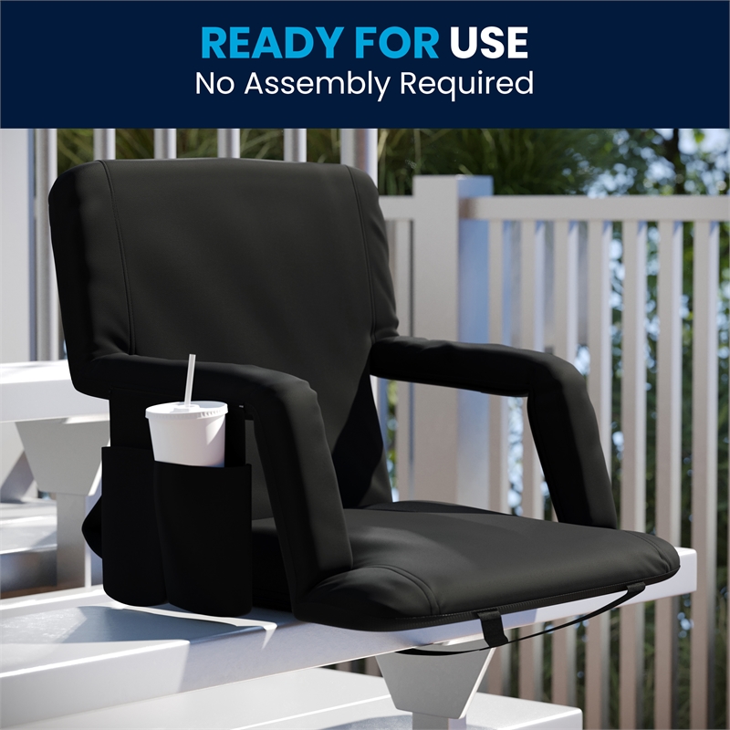 Pemberly Row Backpack Reclining Padded Stadium Chair with Armrests and Pockets
