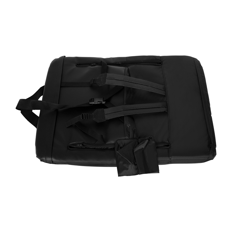 Pemberly Row Extra Wide Reclining Backpack Stadium Chair with Armrests in Black