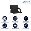 Pemberly Row Extra Wide Reclining Backpack Stadium Chair with Armrests in Black