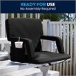 Pemberly Row Extra Wide Reclining Backpack Stadium Chair with Armrests in Black
