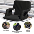 Pemberly Row Extra Wide Reclining Backpack Stadium Chair with Armrests in Black