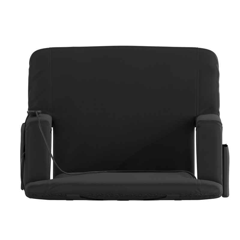 Pemberly Row Extra Wide Foldable Reclining Heated Stadium Chair with Straps