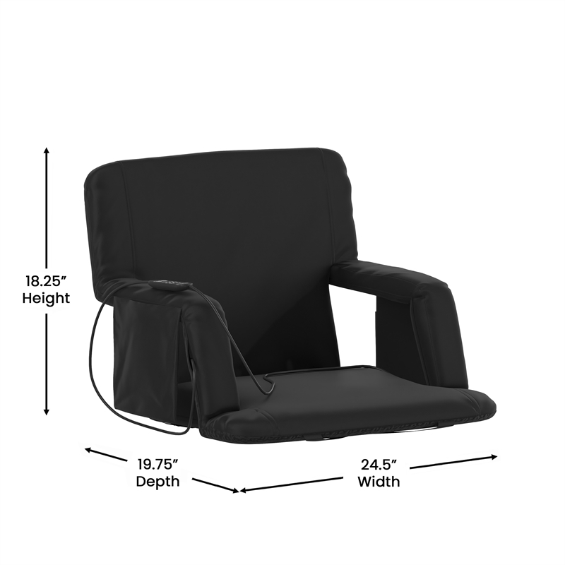 Pemberly Row Extra Wide Foldable Reclining Heated Stadium Chair with Straps