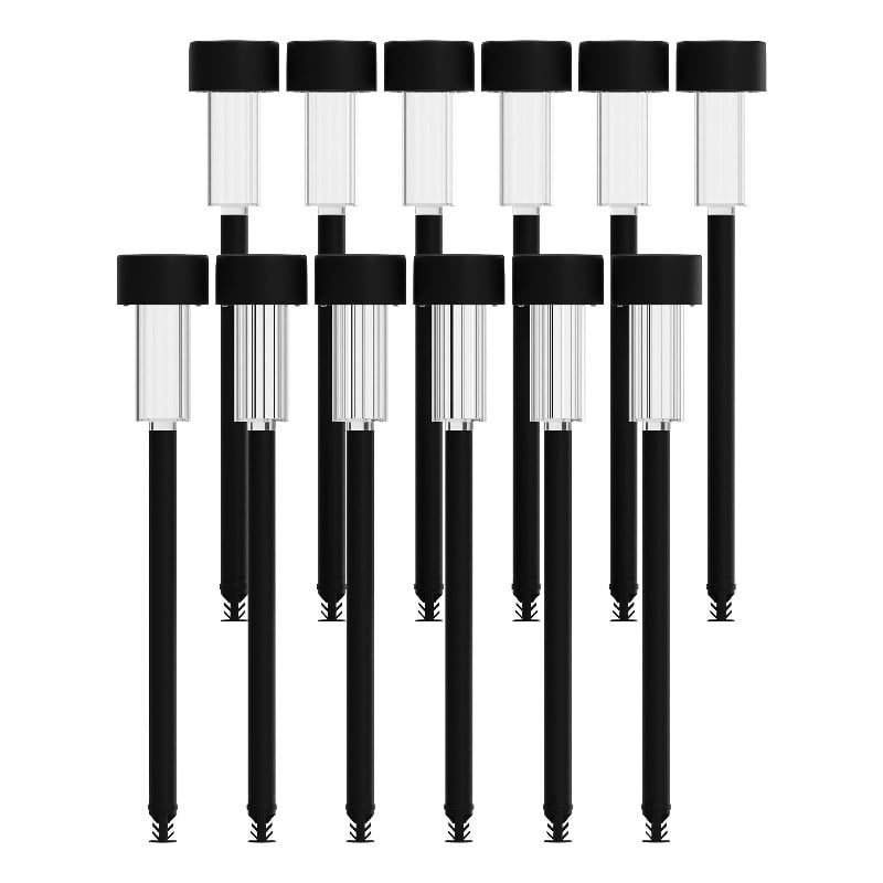 Pemberly Row All-Weather Solar Powered LED Landscaping Lights in Black Set of 12