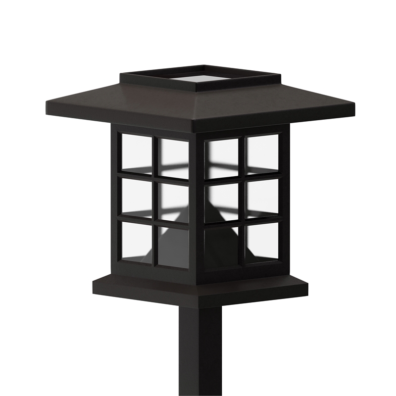 Pemberly Row Lantern Design Solar Powered LED Landscape Lights in Brown