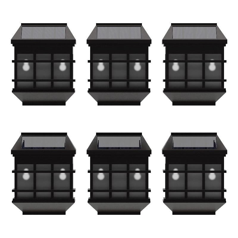 Pemberly Row Solar Powered Wall Mount LED Lights for Decks and Fences in Brown