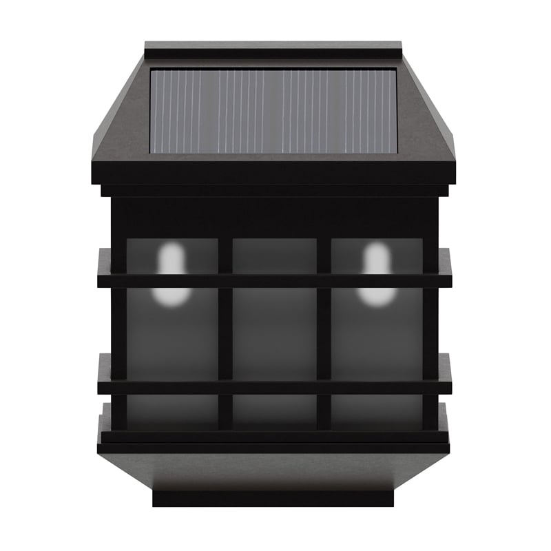 Pemberly Row Solar Powered Wall Mount LED Lights for Decks and Fences in Brown