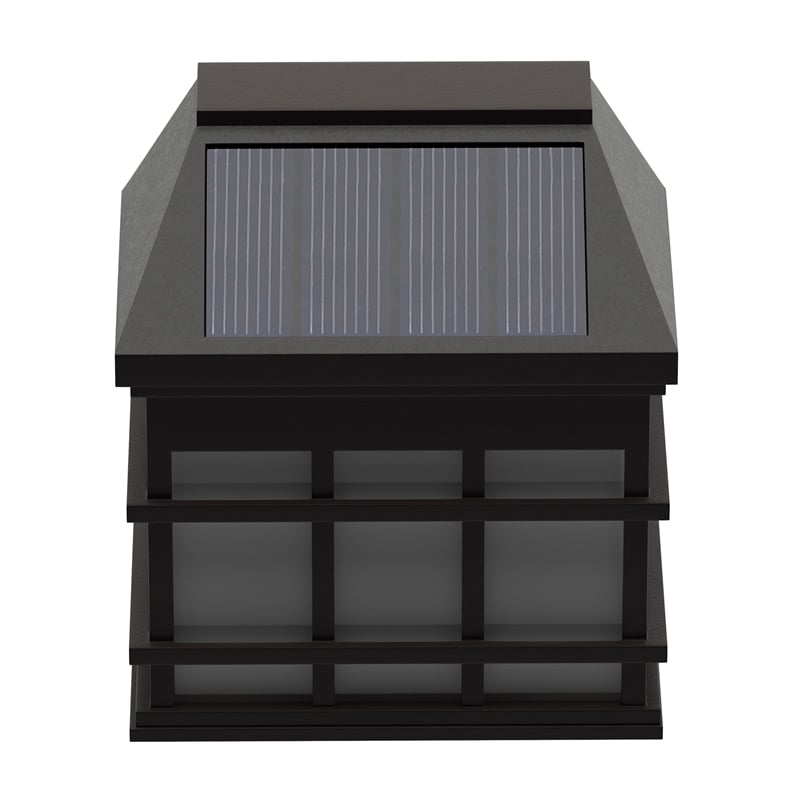Pemberly Row Solar Powered Wall Mount LED Lights for Decks and Fences in Brown