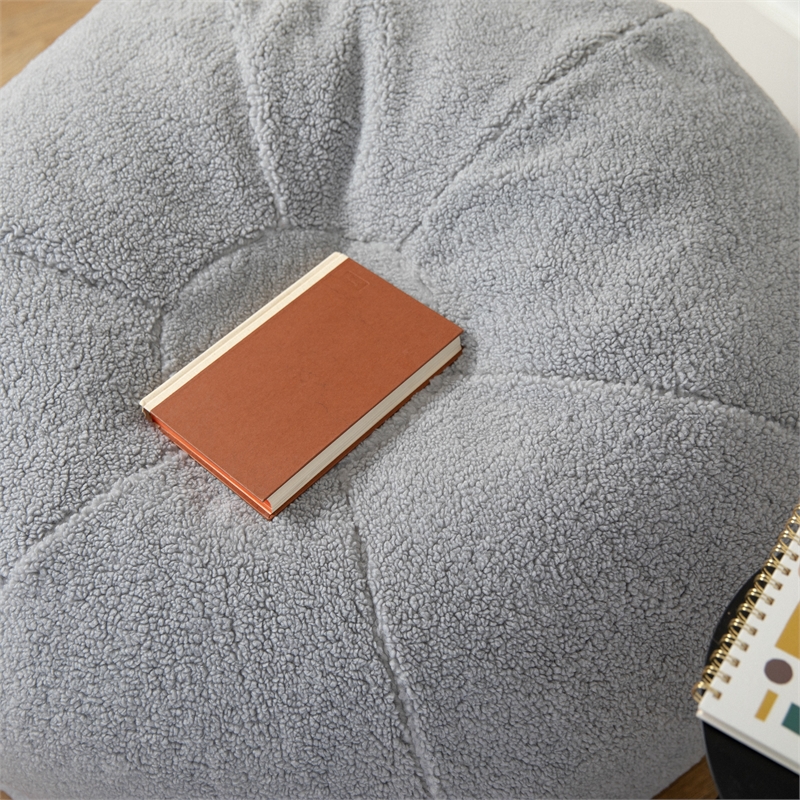 Pemberly Row Large Faux Sherpa Refillable Bean Bag Chair for Kids & Teens - Gray