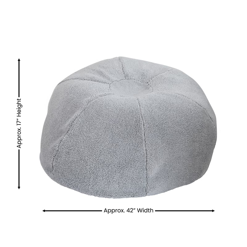 Pemberly Row Large Faux Sherpa Refillable Bean Bag Chair for Kids & Teens - Gray