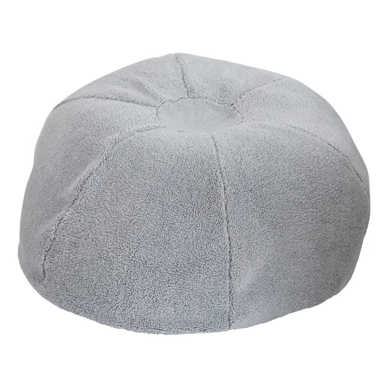 Pemberly Row Large Faux Sherpa Refillable Bean Bag Chair for Kids & Teens - Gray