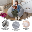 Pemberly Row Large Faux Sherpa Refillable Bean Bag Chair for Kids & Teens - Gray