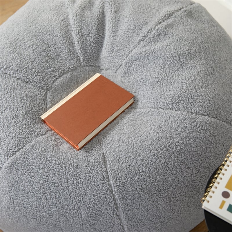 Pemberly Row Large Faux Sherpa Refillable Bean Bag Chair for Kids & Teens - Gray