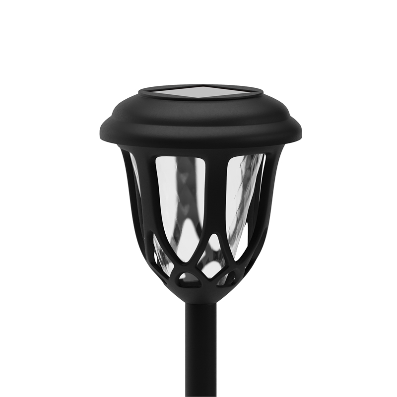 Pemberly Row All-Weather Tulip Design Solar LED Garden & Pathway Lights in Black
