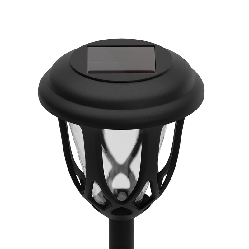 Pemberly Row All-Weather Tulip Design Solar LED Garden & Pathway Lights in Black