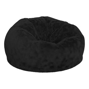 Pemberly Row Oversized Black Furry Refillable Bean Bag Chair for All Ages