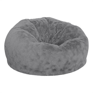 Pemberly Row Oversized Gray Furry Refillable Bean Bag Chair for All Ages