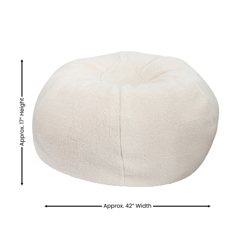 Pemberly Row Large Faux Sherpa Refillable Bean Bag Chair for Kids and Teens