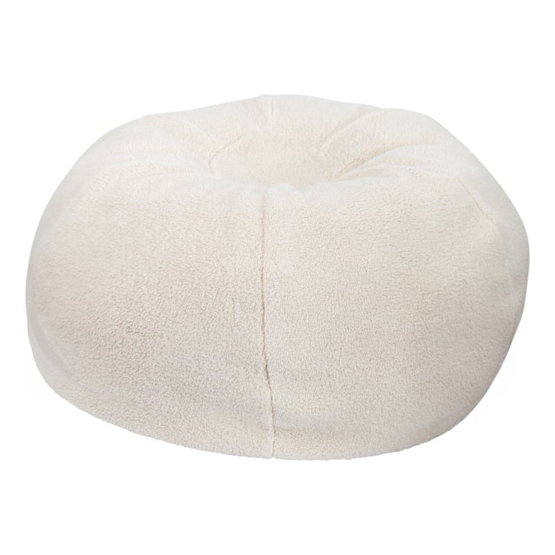 Pemberly Row Large Faux Sherpa Refillable Bean Bag Chair for Kids and Teens