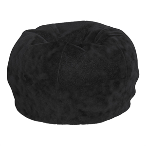 Pemberly Row Small Black Furry Refillable Bean Bag Chair for Kids and Teens