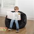 Pemberly Row Small Black Furry Refillable Bean Bag Chair for Kids and Teens