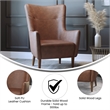 Pemberly Row Wingback Accent Chair with Wooden Legs in Dark Brown Faux Leather
