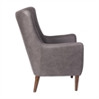 Pemberly Row Wingback Accent Chair with Wooden Legs in Dark Gray Faux Leather