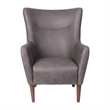 Pemberly Row Wingback Accent Chair with Wooden Legs in Dark Gray Faux Leather