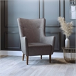 Pemberly Row Wingback Accent Chair with Wooden Legs in Dark Gray Faux Leather