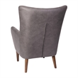 Pemberly Row Wingback Accent Chair with Wooden Legs in Dark Gray Faux Leather