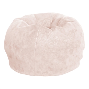 Pemberly Row Small Blush Furry Refillable Bean Bag Chair for Kids and Teens